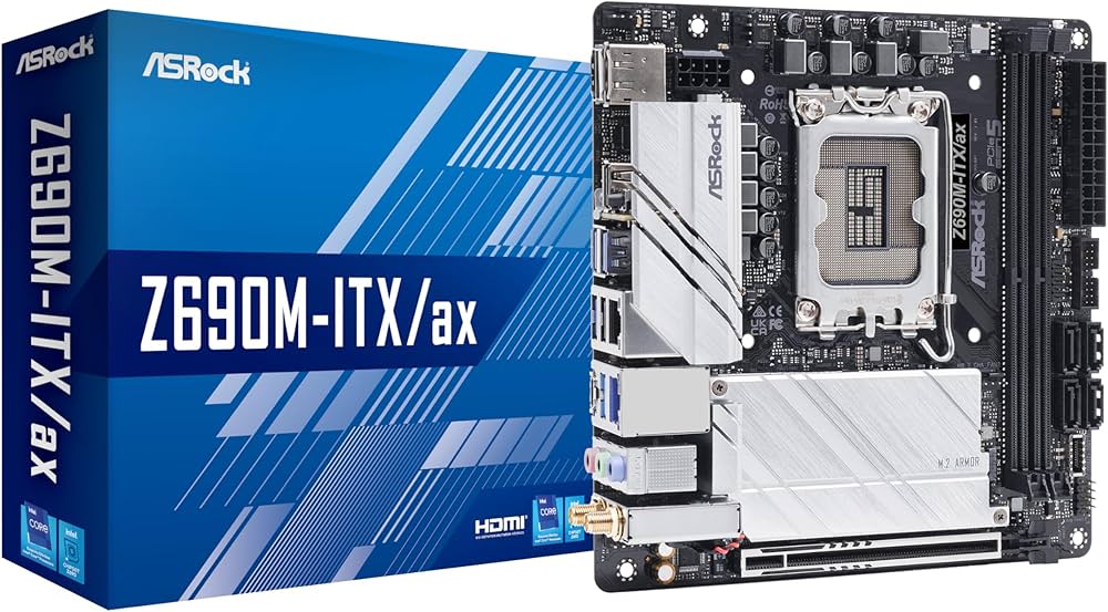 Asrock Z690M-ITX/AX, Intel Z690, 1700, Mini ITX, 2 DDR4, HDMI, DP