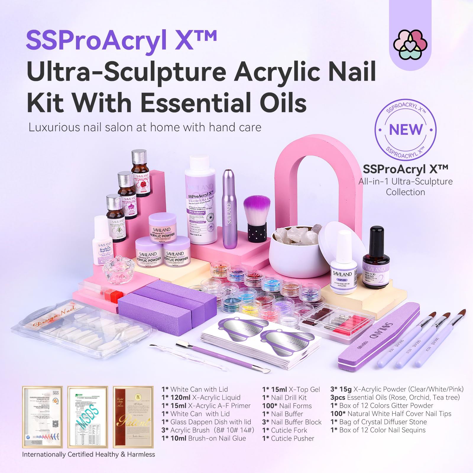 Amazon.com: SAVILAND Professional Acrylic Nail Kit: Nail Kit Set