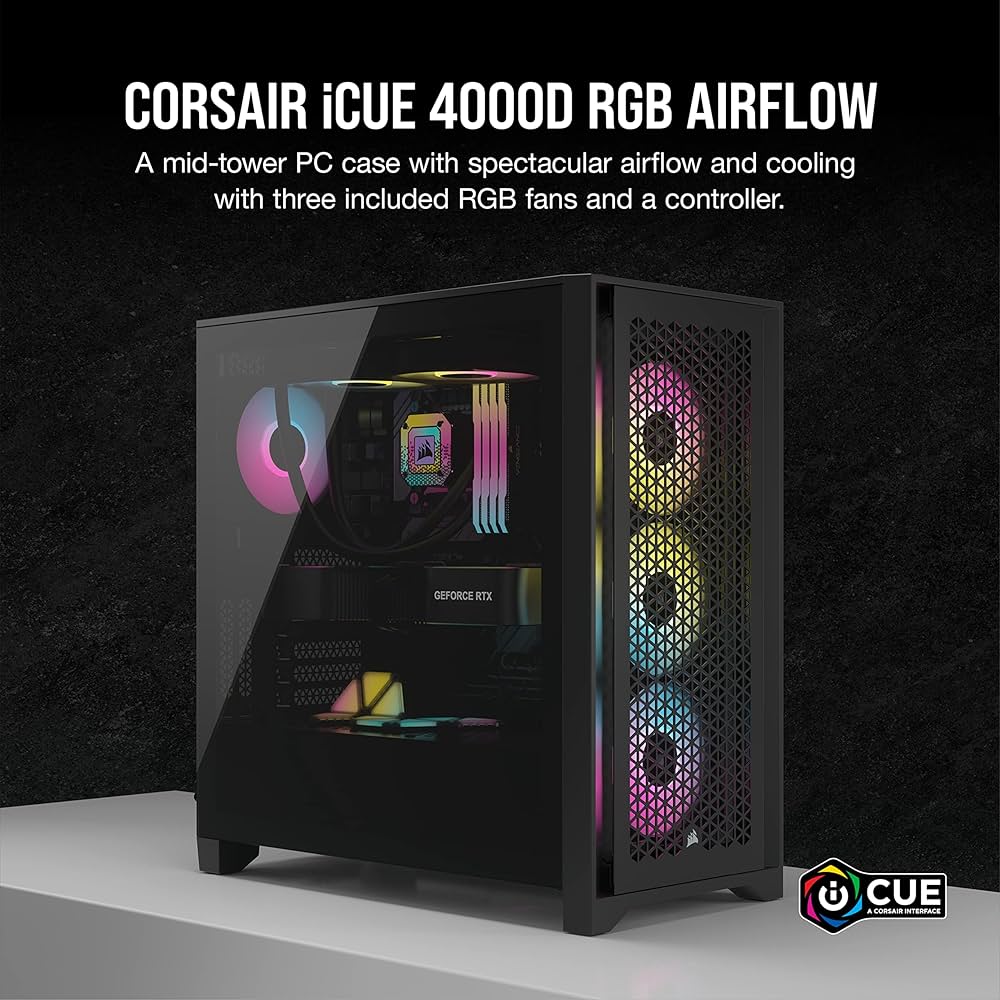 Amazon | CORSAIR iCUE 4000D RGB Airflow Tempered Glass Mid-Tower