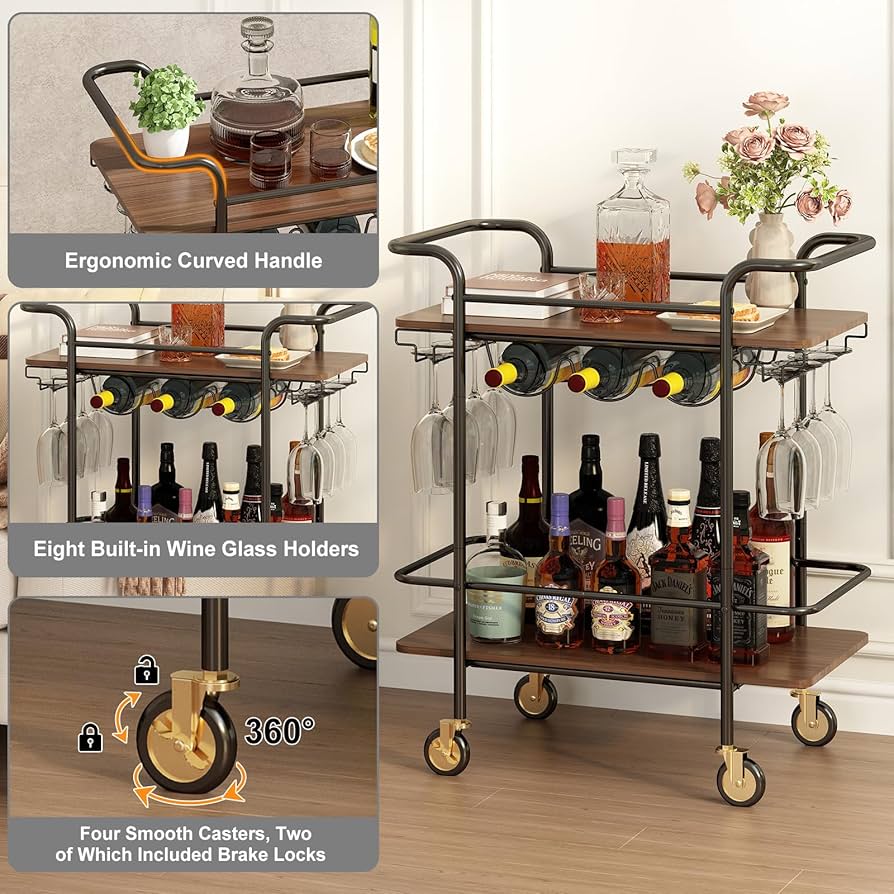 Amazon.co.jp: Wisdom Star 2段バーカート キャスター付き サービング