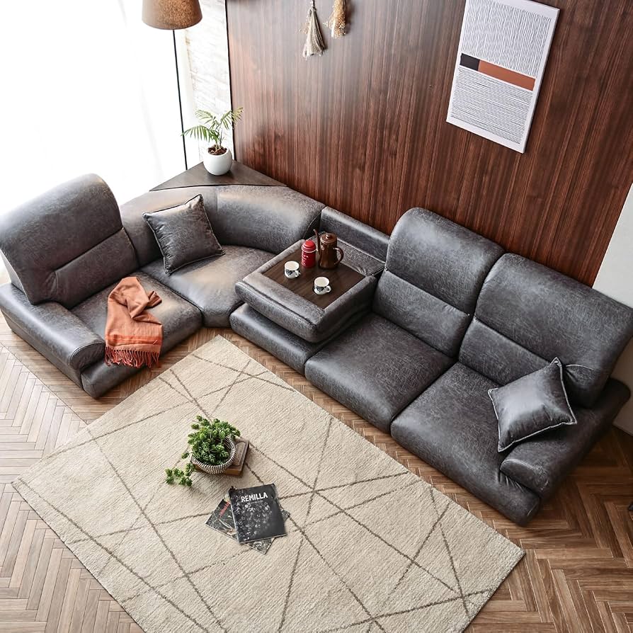 Amazon｜ソファー 3人掛け カウチソファー ハイバック テーブル付き