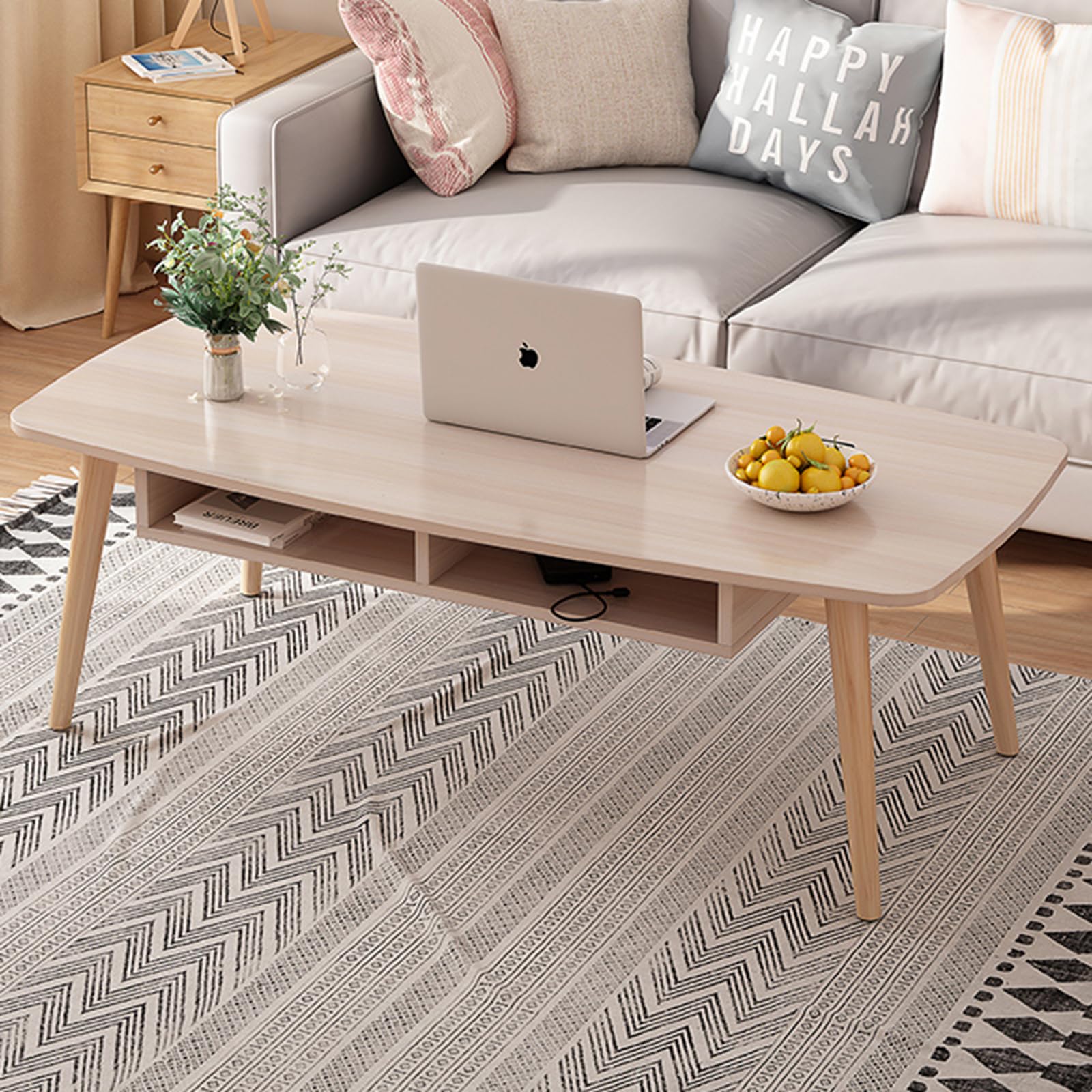 Amazon.co.jp: ローテーブル 収納棚付き センターテーブル 木製 幅100