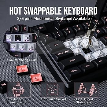 Amazon | EPOMAKER Galaxy100 QMK/VIAゲーミングキーボード 8000mAh