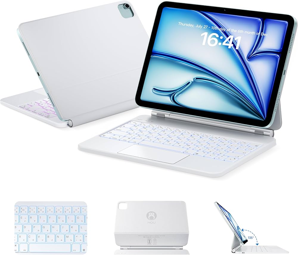 Amazon | HOU iPad Air 13/Pro 12.9 用 磁気キーボードケース、広角度