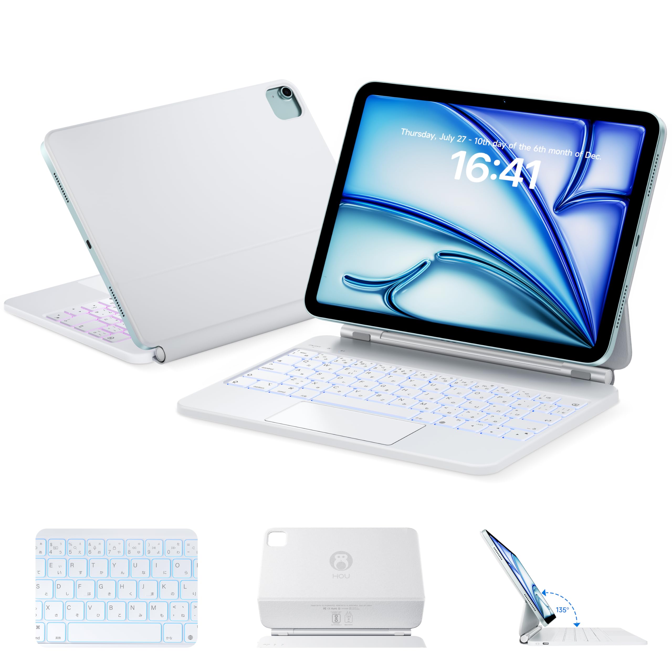 Amazon | HOU iPad Air 13/Pro 12.9 用 磁気キーボードケース、広角度