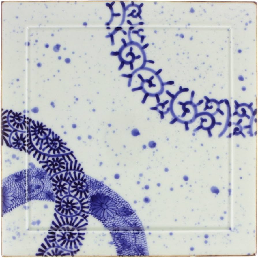 Amazon.co.jp: 有田焼 福泉窯 スクエア・ディナープレート 唐草変り