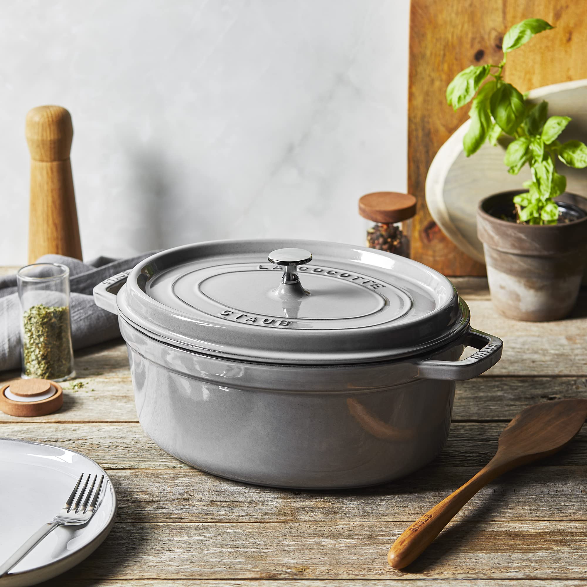 Amazon｜staub ストウブ 「 ピコ ココット オーバル グレー 31cm