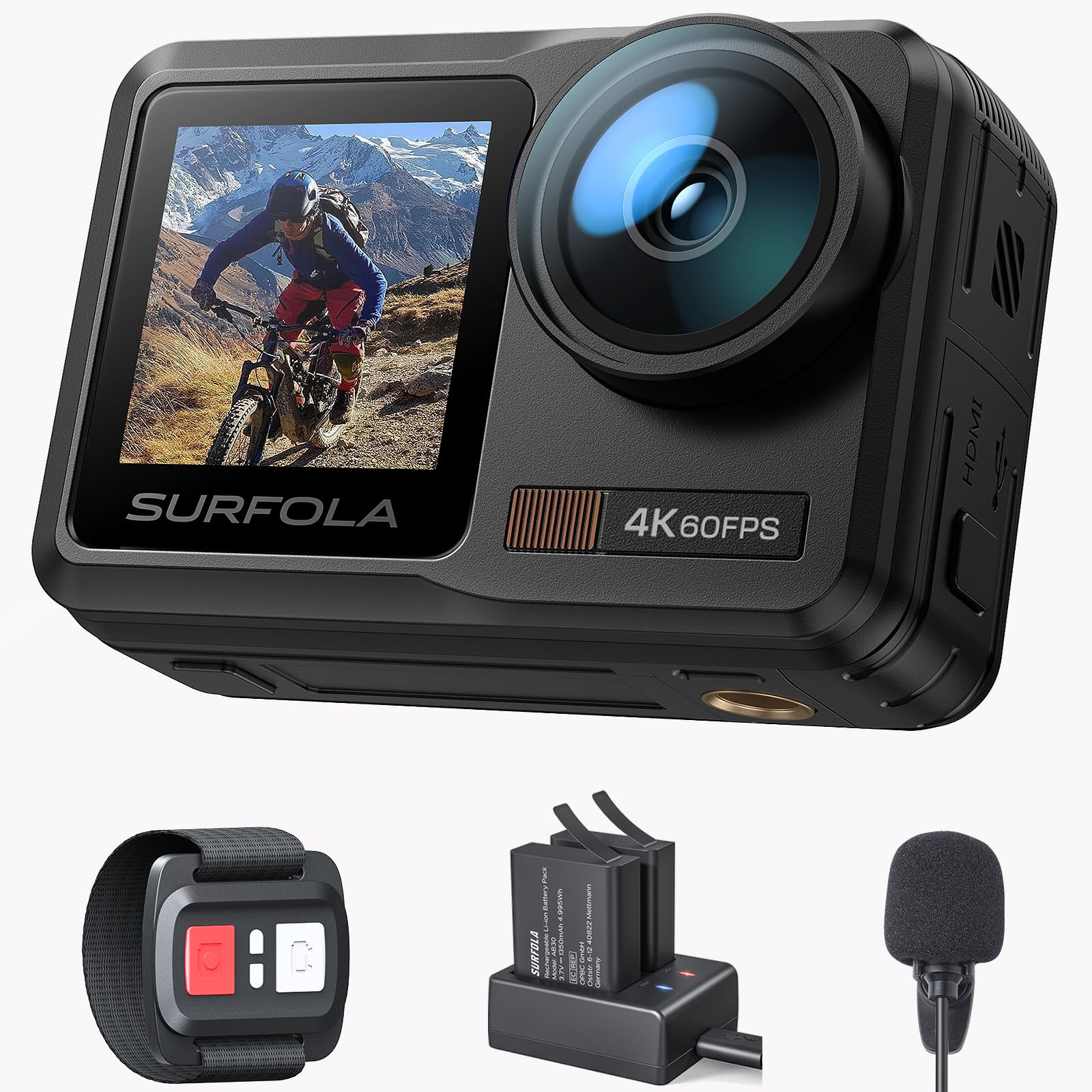 Amazon | Surfolaアクションカメラ 4K 60FPS 水中カメラ 本機防水