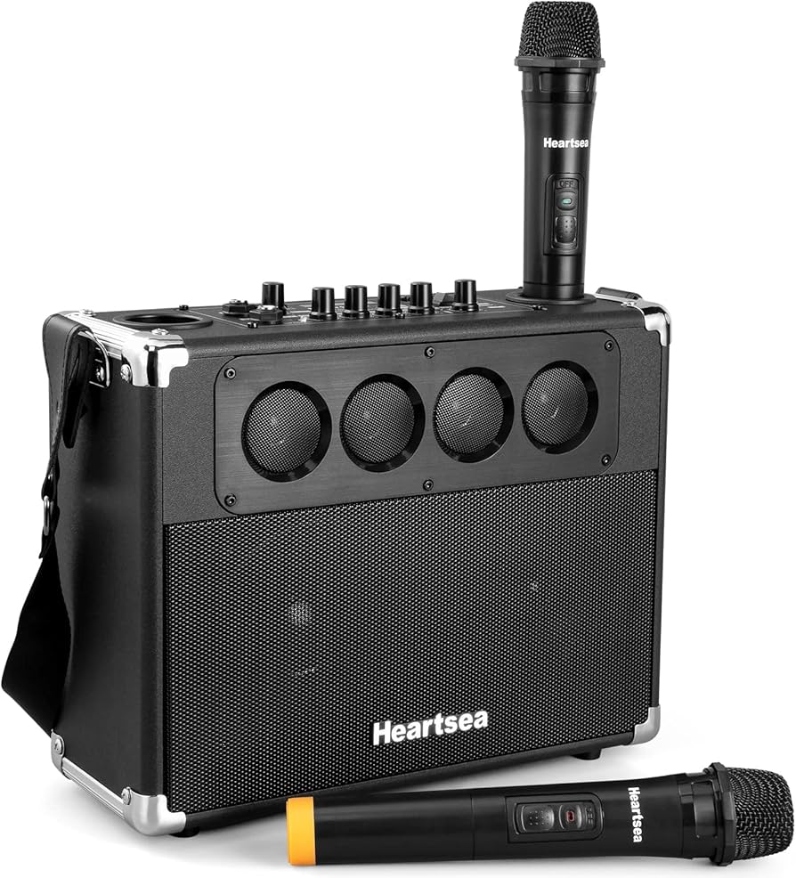 Amazon.com: HEARTSEA Karaoke Machine with 2 Wireless Microphones