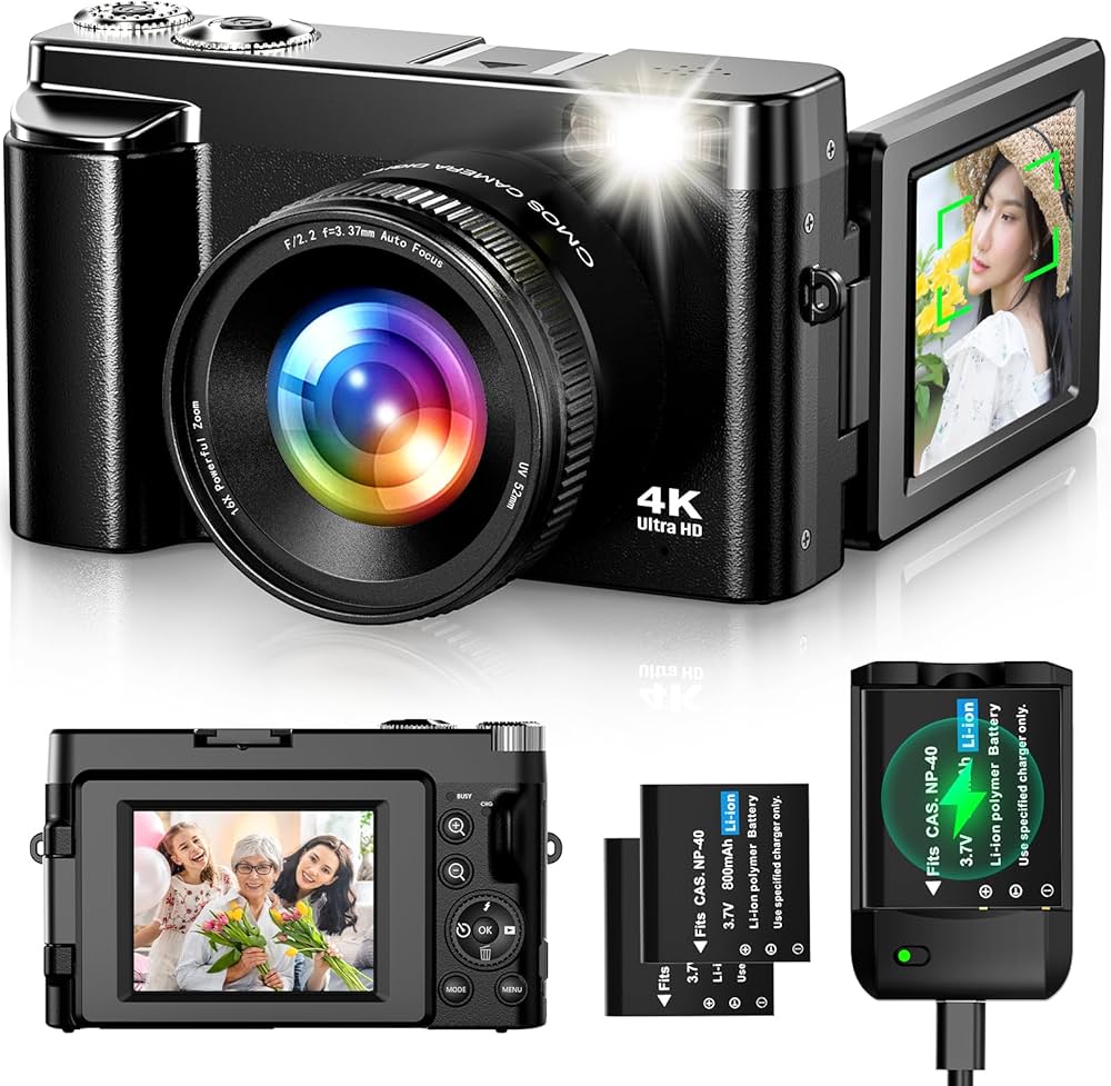 Amazon | Oiadek デジタルカメラ 4K 4800万画素 デジカメ バッテリー