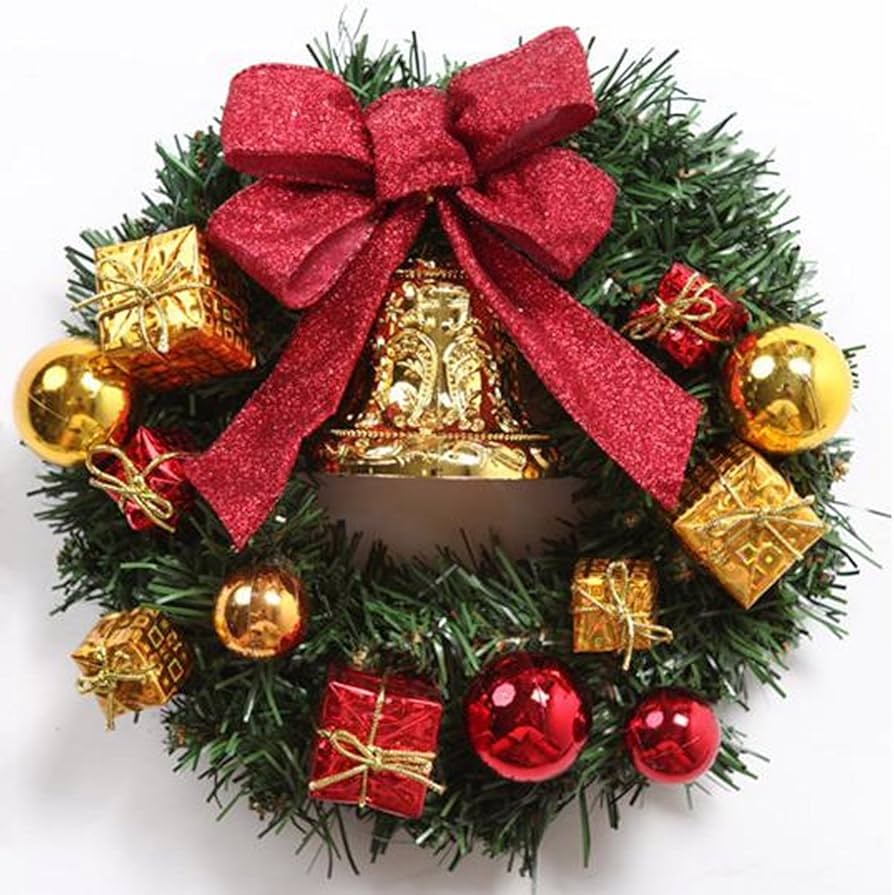 Amazon.co.jp: かわいい クリスマスリース ゴールド リボン 金 鈴 ベル