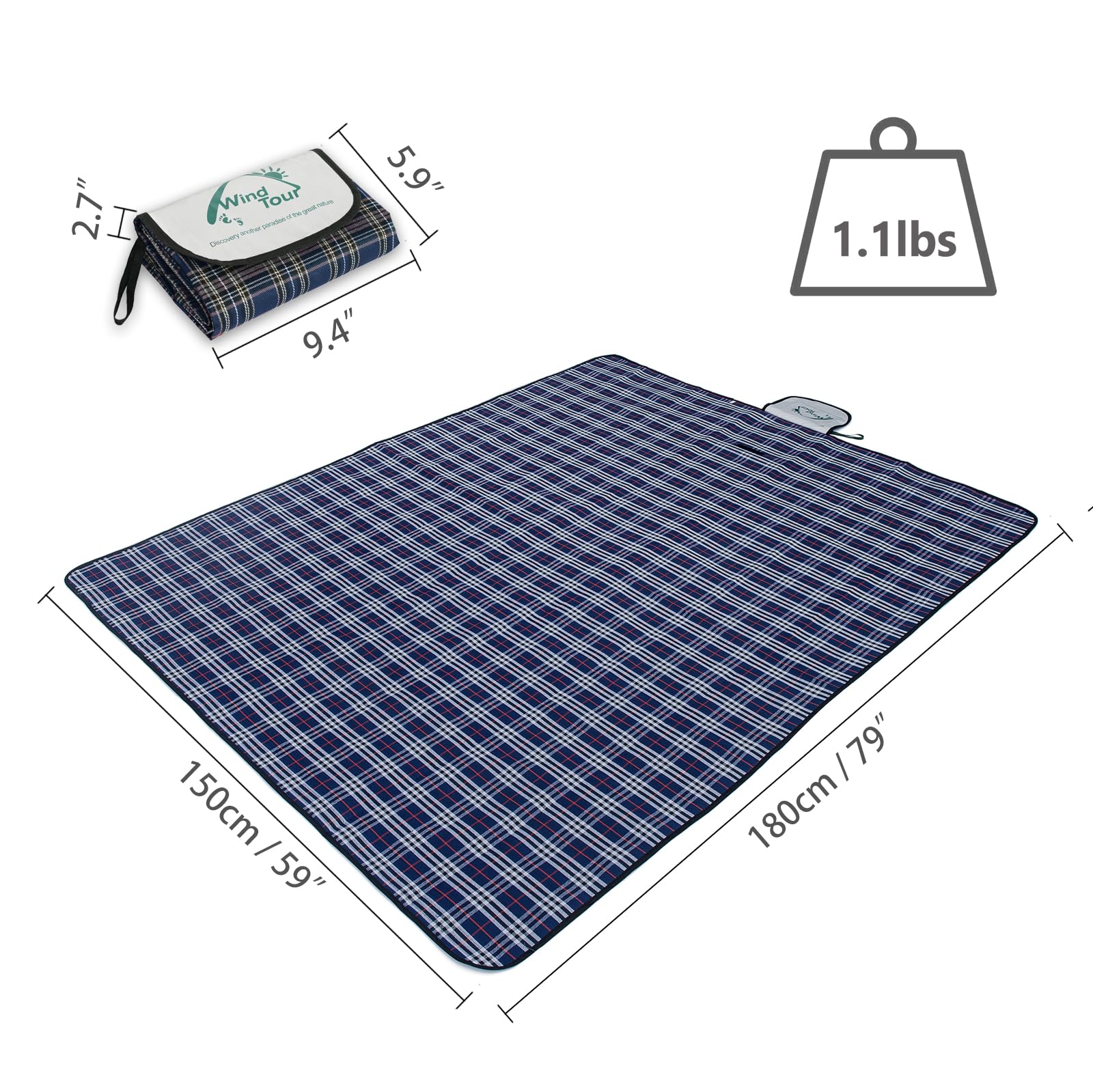 Amazon.com: Wind Tour Waterproof Picnic Blanket with Carry Strap