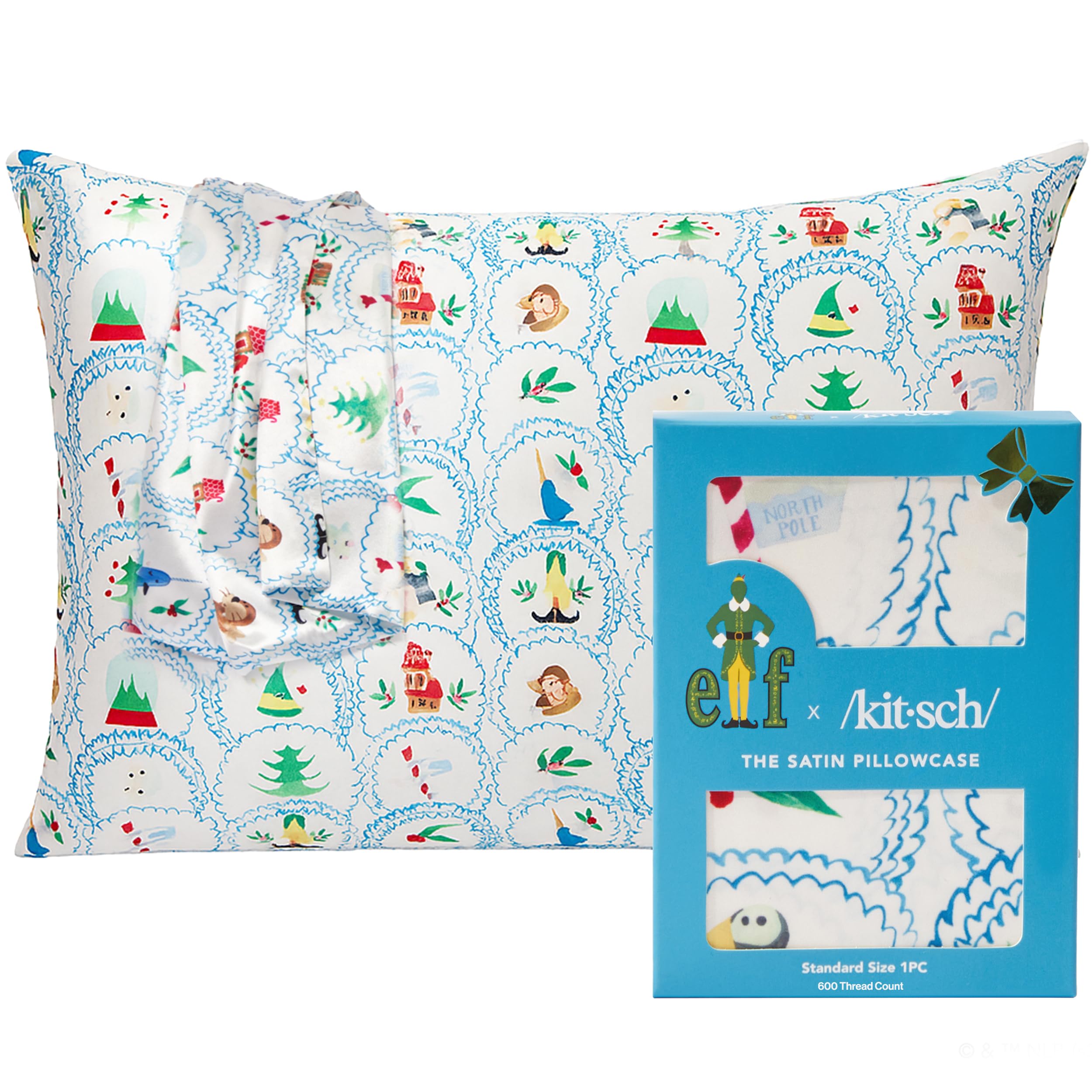 Amazon.com: Kitsch x Elf North Pole Satin Pillowcase with Zipper