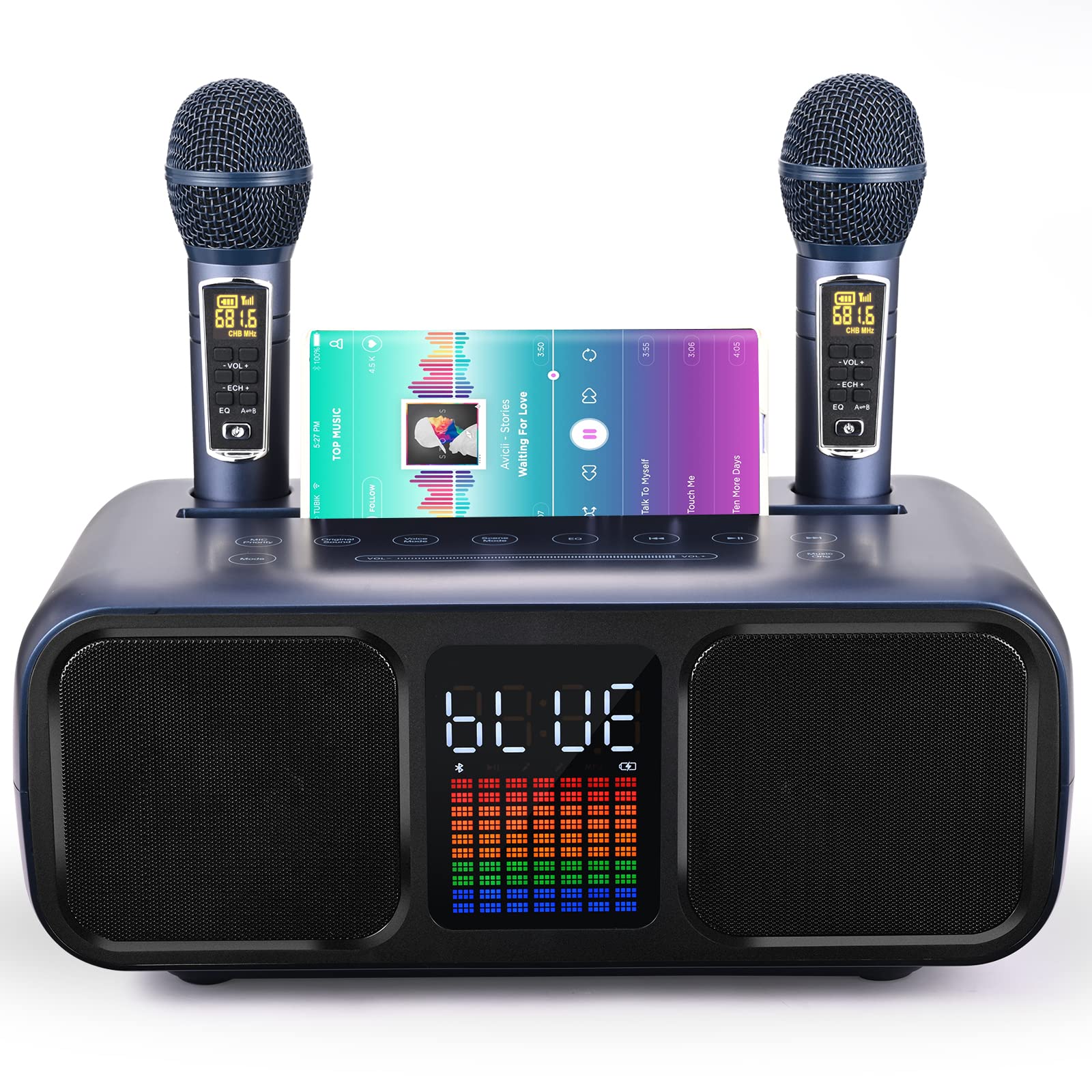 Amazon.co.jp: karaoke machine【2024最新タッチ式・一台5役・マイク2