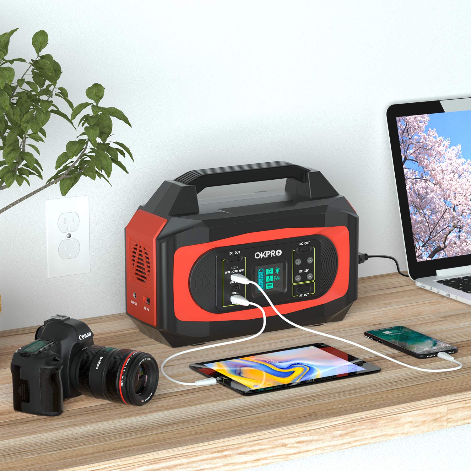 Amazon.co.jp: OKPRO ポータブル電源 大容量 500W 120000mAh/444Wh