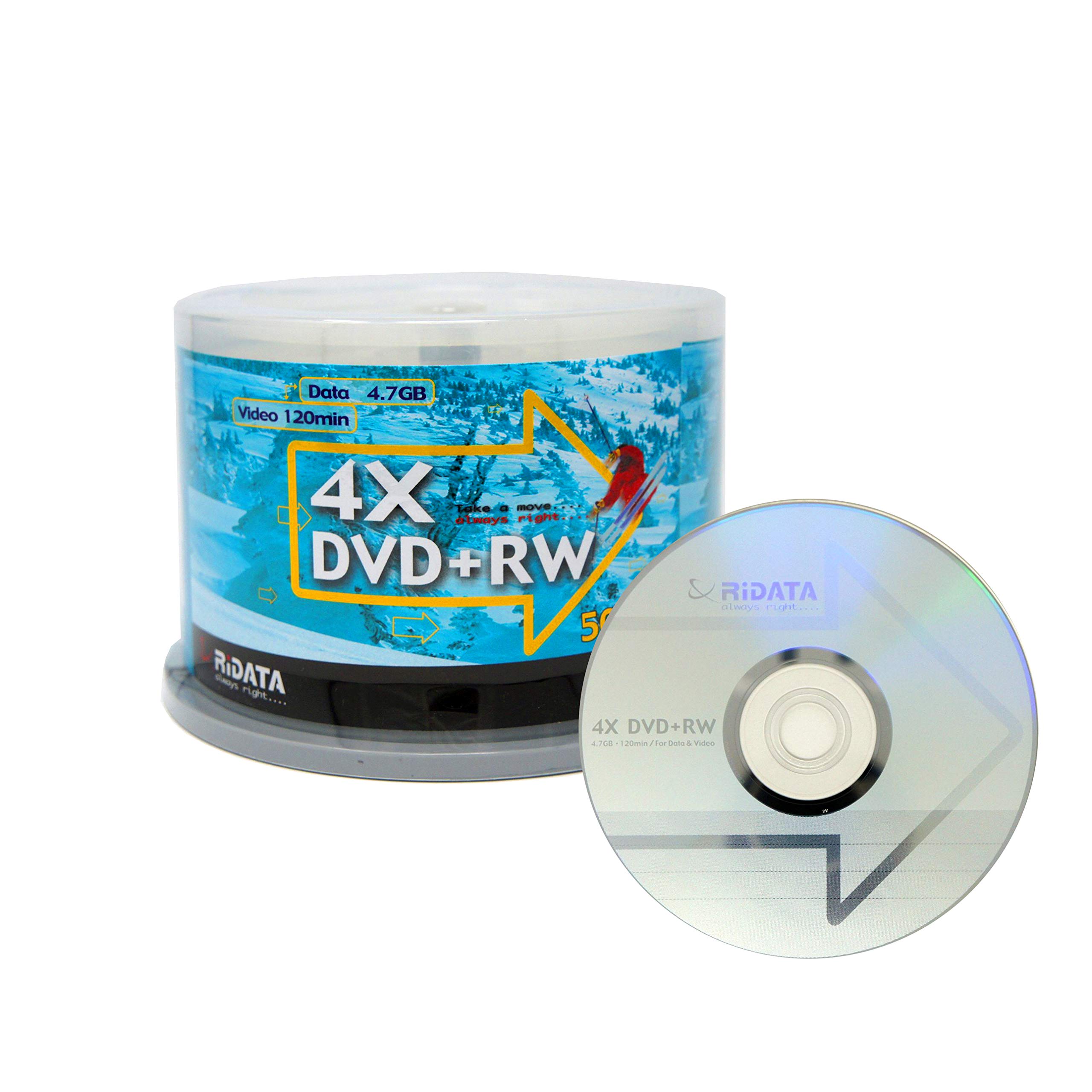 Amazon.com: 50 Pack Ridata DVD+RW 4X 4.7GB Silver Logo Rewritable