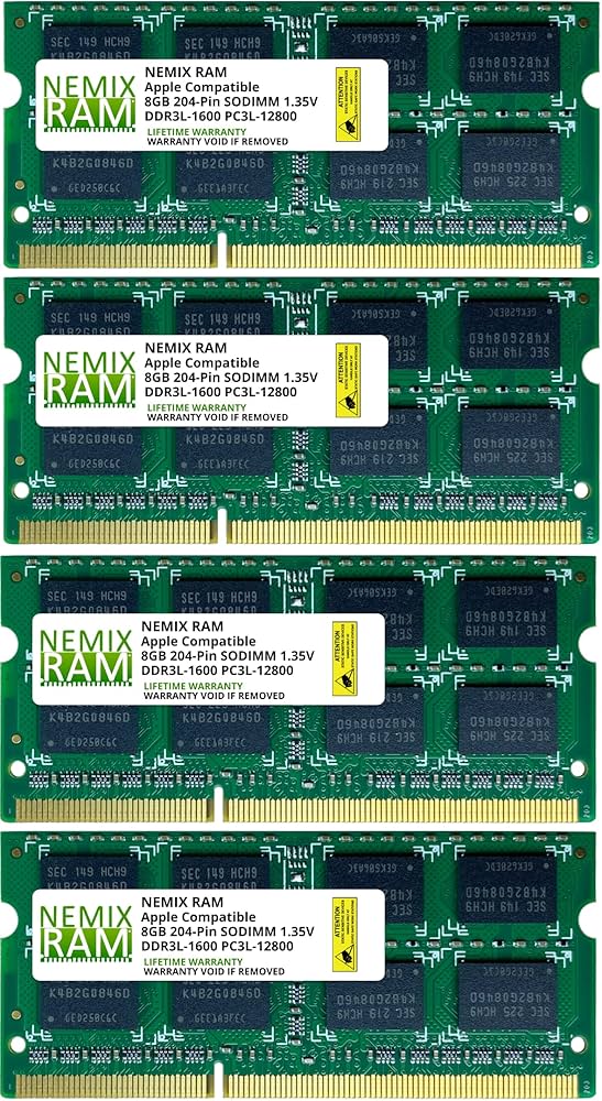 Amazon | NEMIX RAM 32GB (4X8GB) DDR3 1600MHZ PC3-12800 2Rx8 1.35V