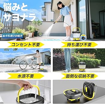 Amazon | 高圧洗浄機 キャスター付 コードレス 折り畳み式 Foldable