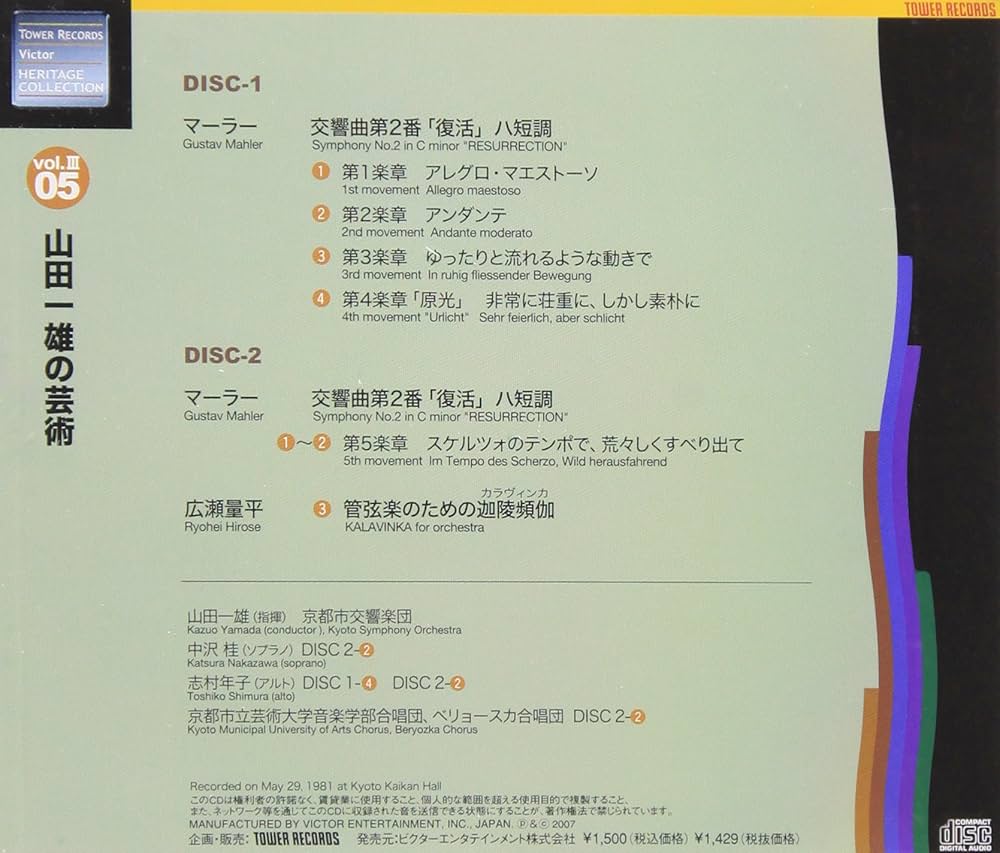 Amazon.co.jp: 山田一雄の芸術 -マーラー:交響曲第2番「復活