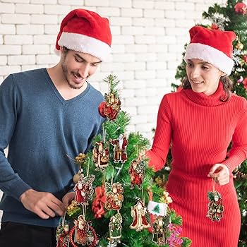 Amazon.com: Suzile 36 Pcs Christmas Wooden Ornaments Vintage