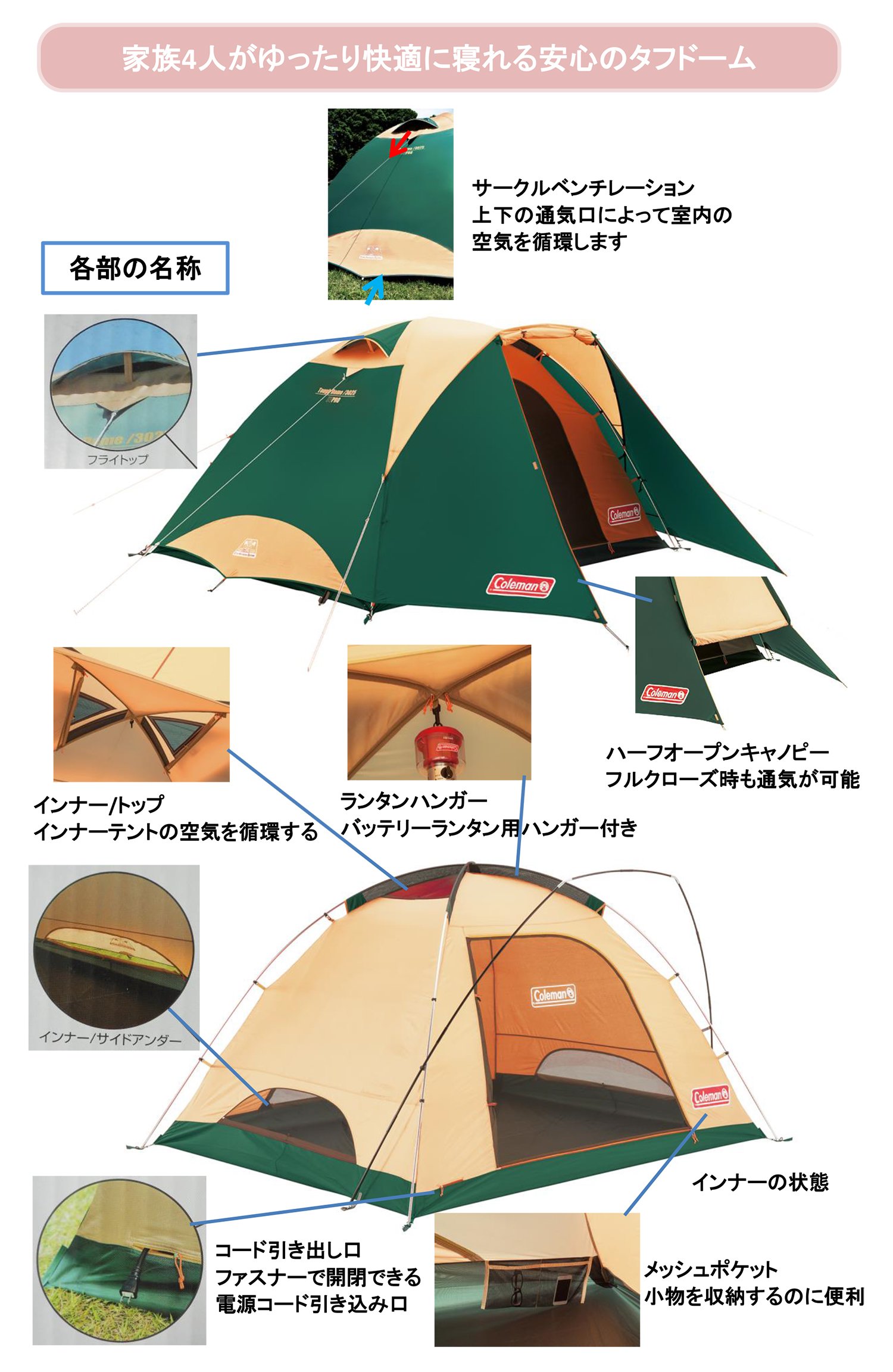 Amazon.co.jp: Coleman(コールマン) テント タフドーム 3025 グリーン