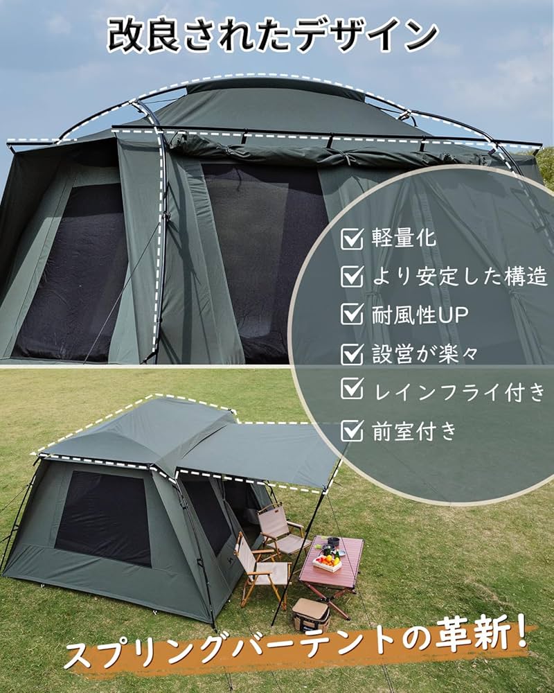 Amazon.co.jp: 【在庫一掃】TC ロッジテント 自立式 2-4人用 多機能