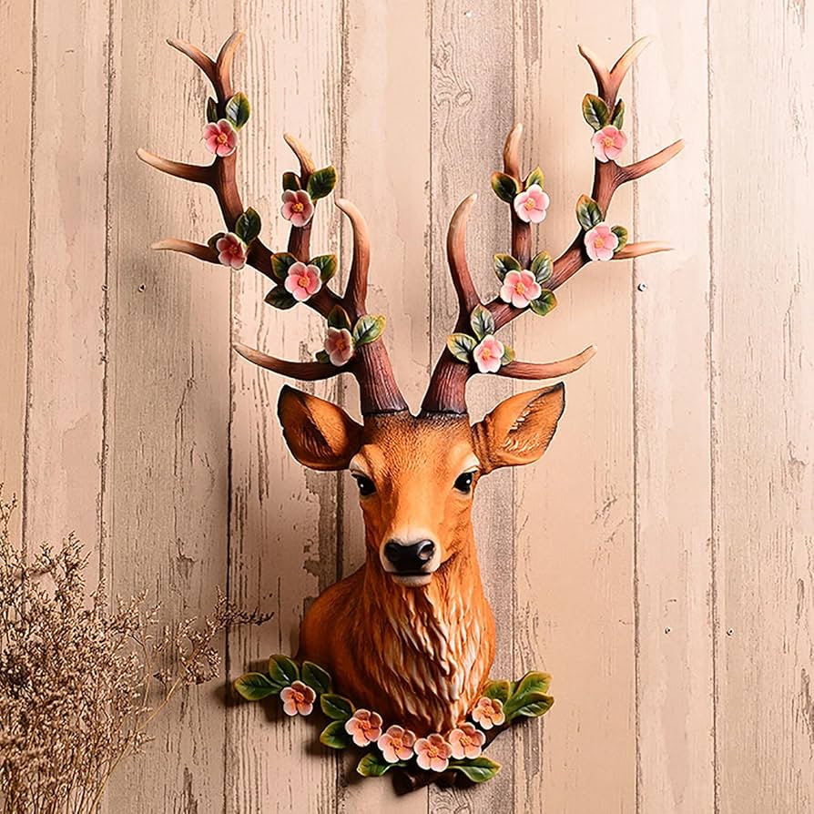 Amazon.co.jp: 鹿 オブジェ壁飾り アニマルヘッド インテリア鹿ヘッド
