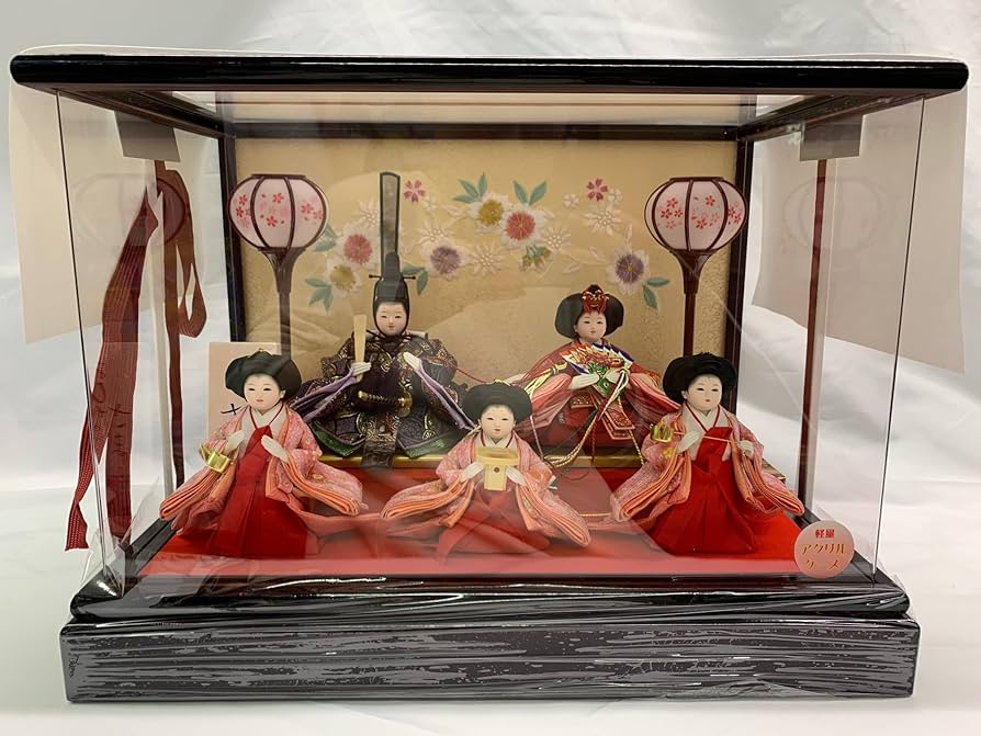 Amazon | 雛人形 豆雛五人 溜塗 アクリルケース 225A-294 ひな人形