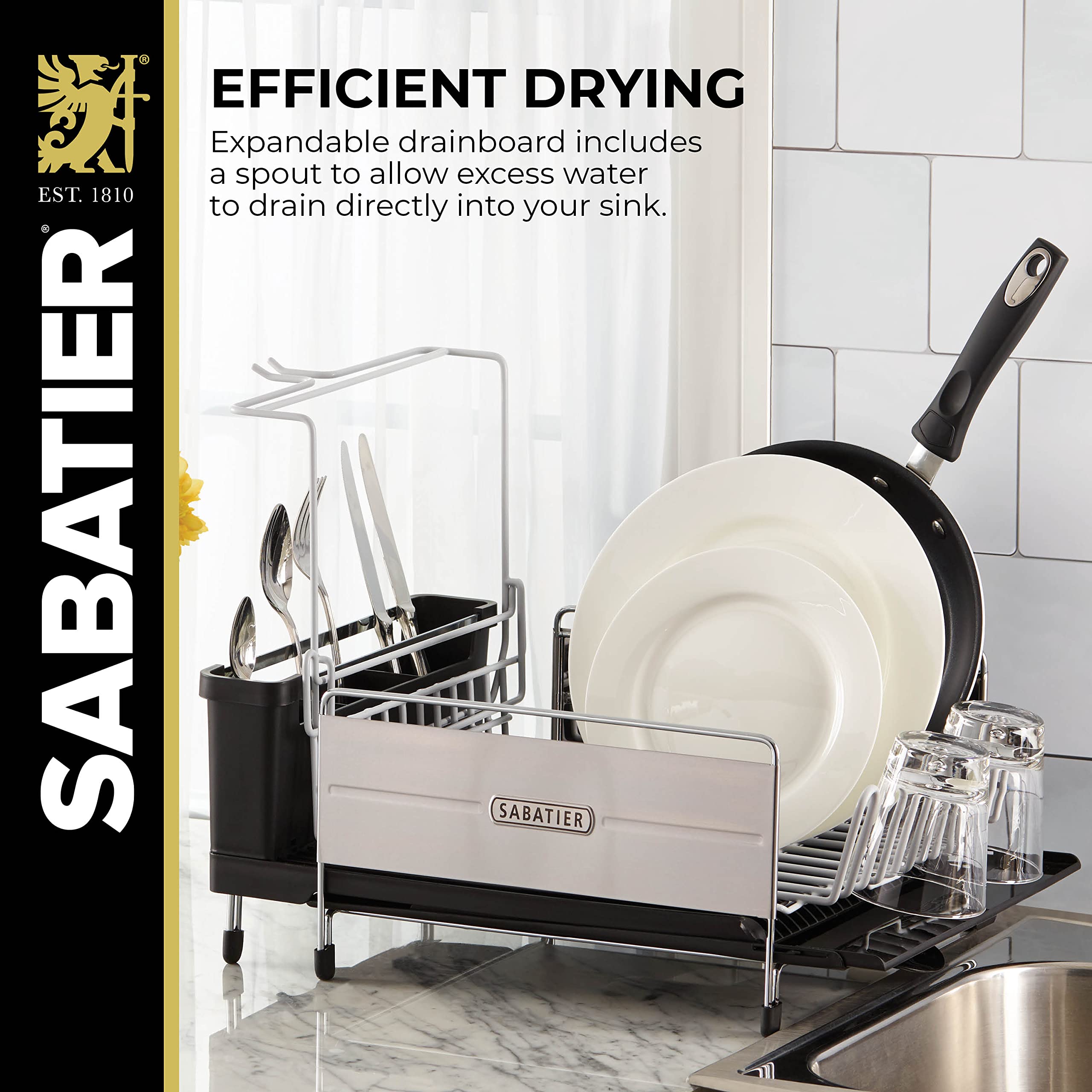 Amazon | Sabatier Expandable Dish Rack with Soft Touch Coating