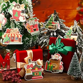 Amazon.co.jp: 24個 コーヒー好き クリスマス 木製オーナメント
