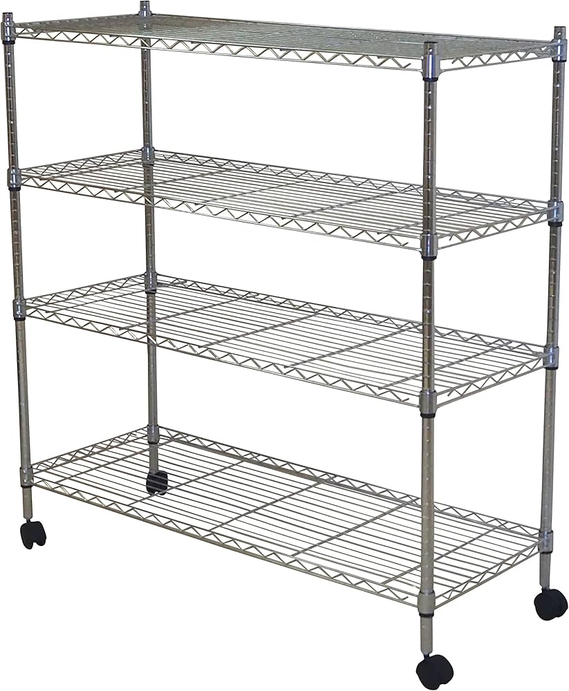 Amazon｜スチールラック 4段 幅120 奥行き45 高さ125cm キャスター付き