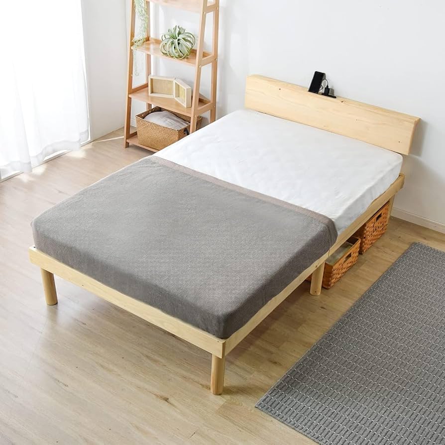 Amazon｜シングル 北欧パイン 宮棚 2口コンセント すのこベッド ベッド