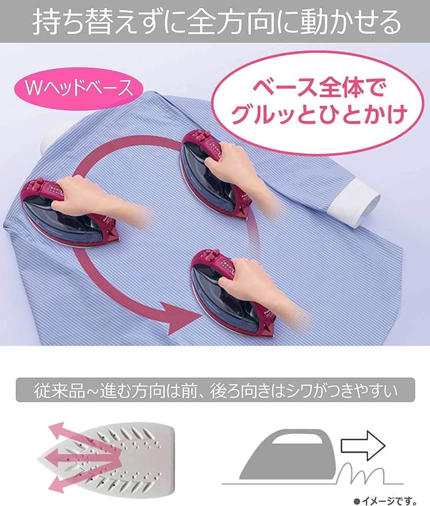 Amazon | パナソニック コードレススチームWヘッドアイロン ピンク NI
