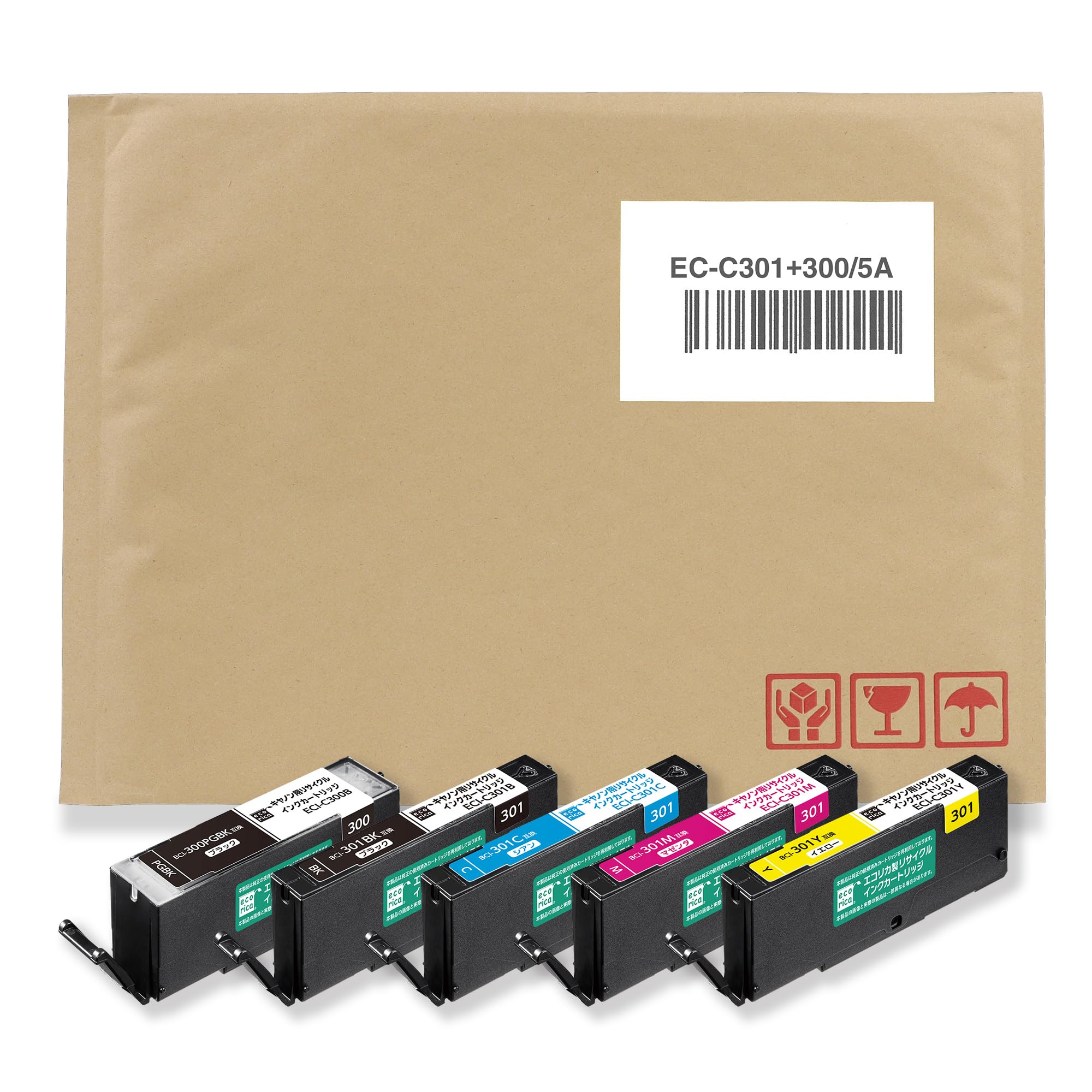 Amazon.co.jp: エコリカ キヤノン BCI-301+300/5MP対応リサイクル