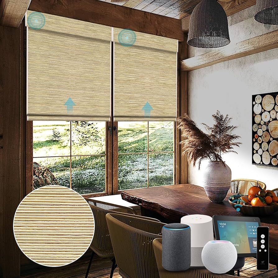 Amazon.com: SmartWings Motorized Natural Woven Wood Shades Work