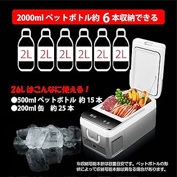 Amazon.co.jp: M-WORKS 26L 車載＆家庭兼用 ポータブル冷蔵庫 冷凍庫