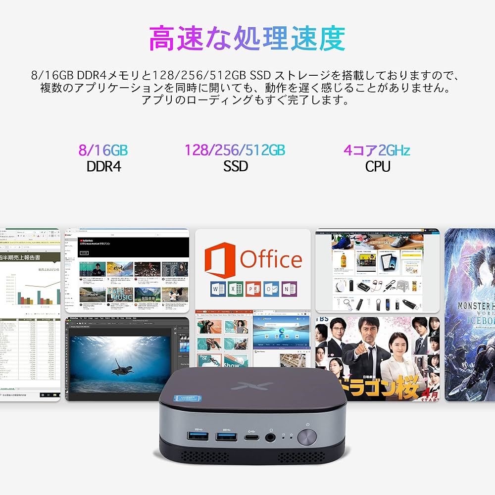 Amazon.co.jp: ミニPC Windows11 Home VETESA インテル N5095 小型PC