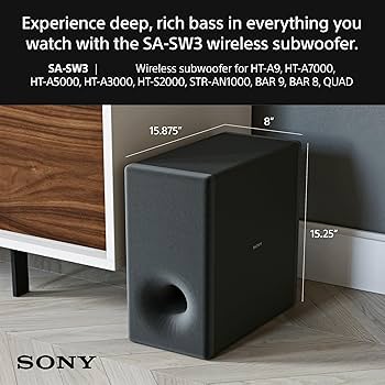 Sony Sa-Sw3 200W Wireless Subwoofer for HT-A9M2,HT-A9000,HT-A8000