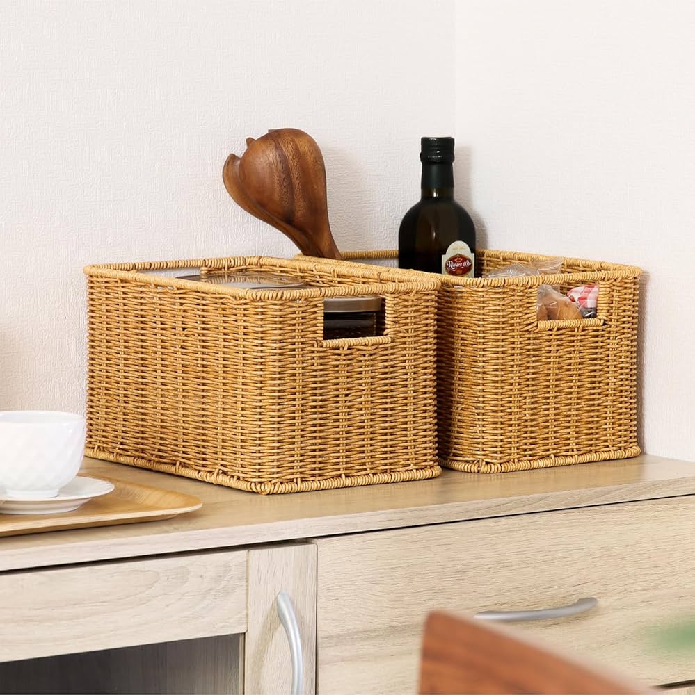 Amazon｜不二貿易 収納バスケット 幅30×奥行20×高さ17cm ナチュラル