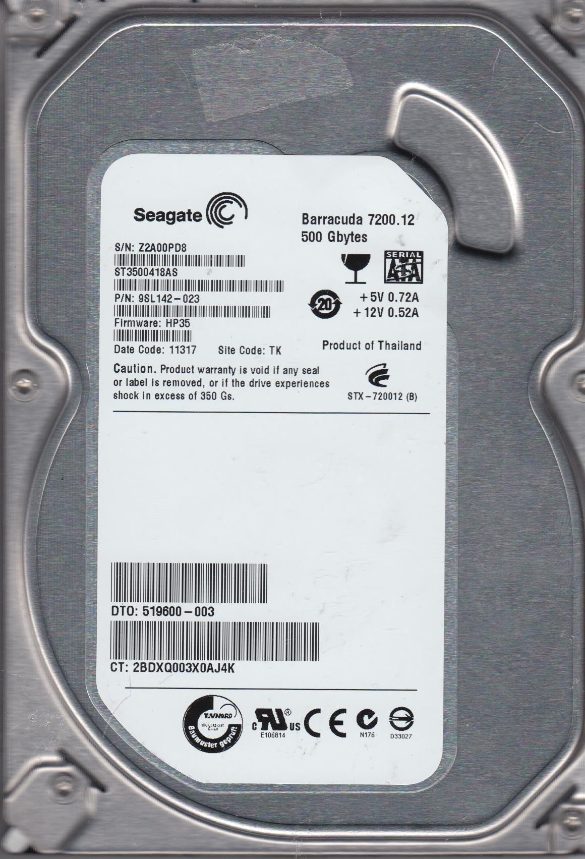 Amazon | Seagate 3.5インチ内蔵HDD 500GB 7200rpm S-ATAII 16MB