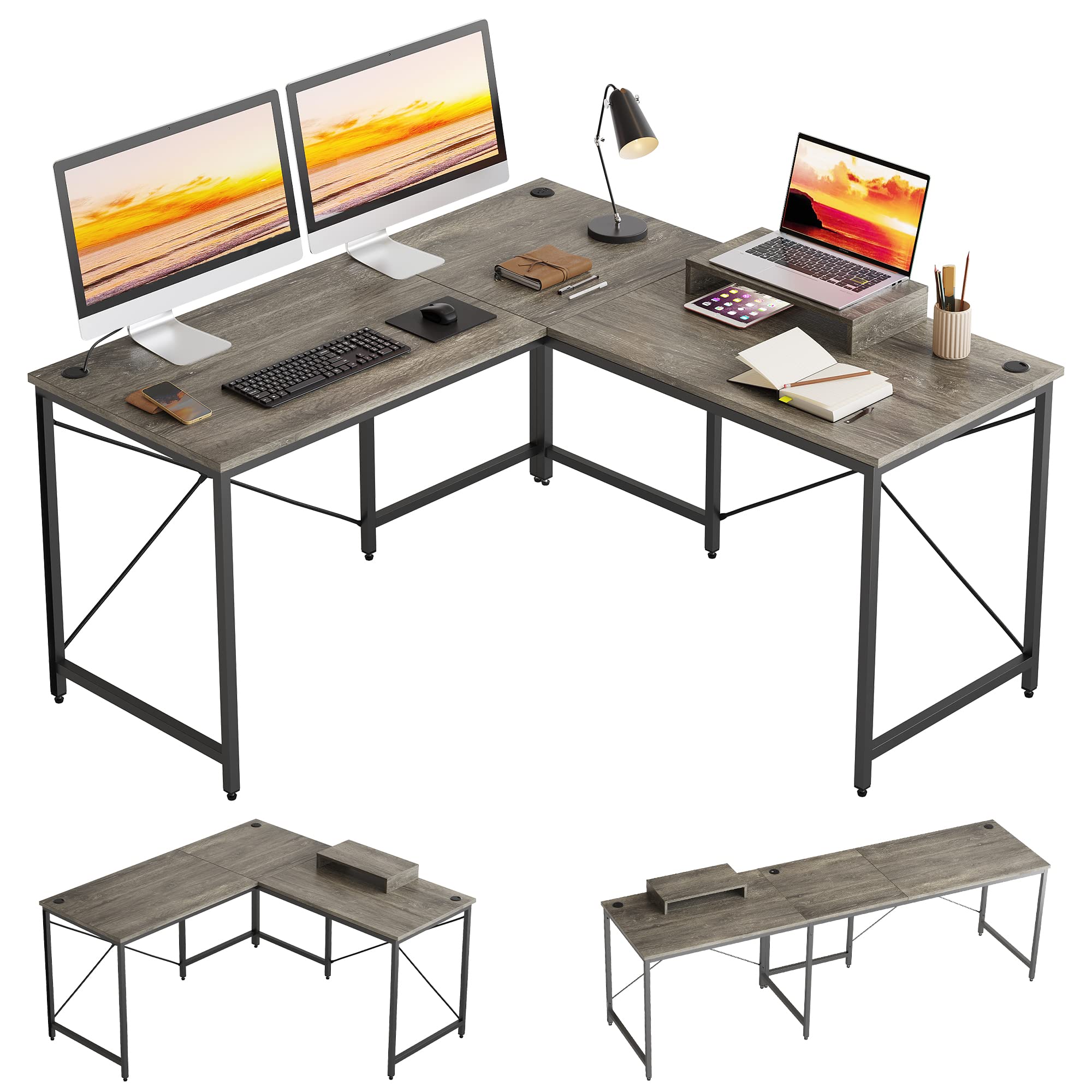 Amazon | Bestier l字デスク パソコンデスク 幅150cm×奥行150cm