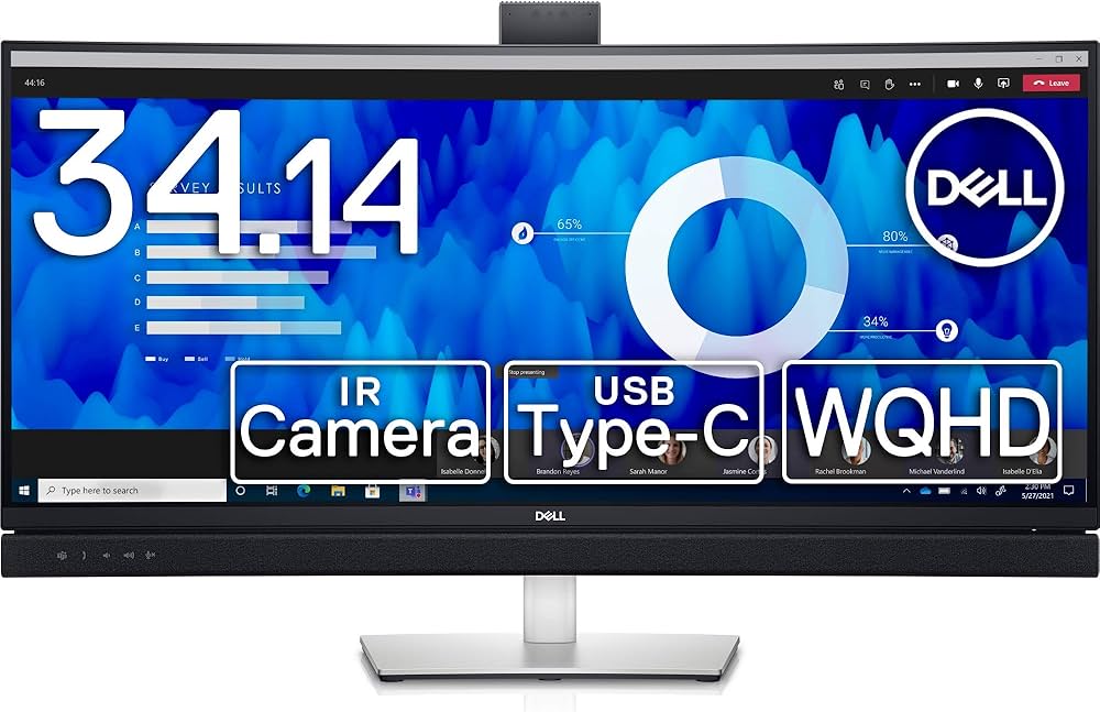 Amazon.co.jp: Dell C3422WE 34.14インチ 曲面 ビデオ会議 モニター