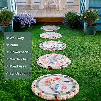 Amazon.co.jp: 飛び石 庭 カラフルな庭の芝生用の飛び石、 動物植物