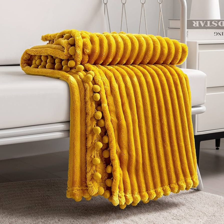 Amazon.com: DISSA Fleece Blanket Throw Size – 51x63, Yellow Soft