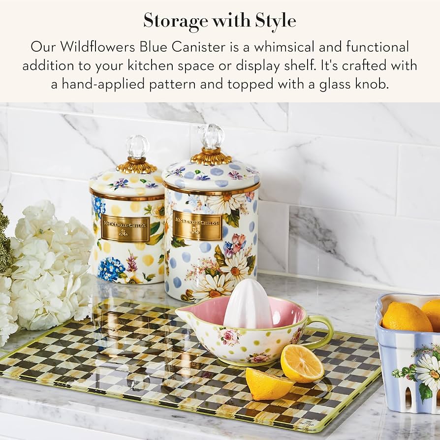Amazon.com: MACKENZIE-CHILDS Wildflowers Enamel Canister, Floral