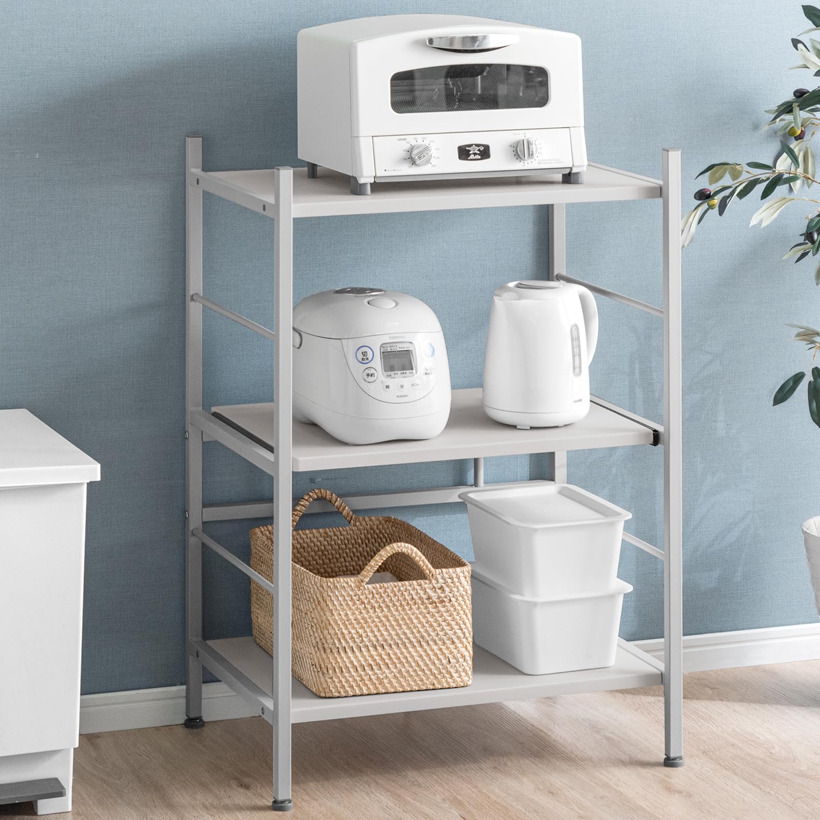 Amazon｜タンスのゲン レンジラック 幅60cm 大型レンジ対応 高さ88cm