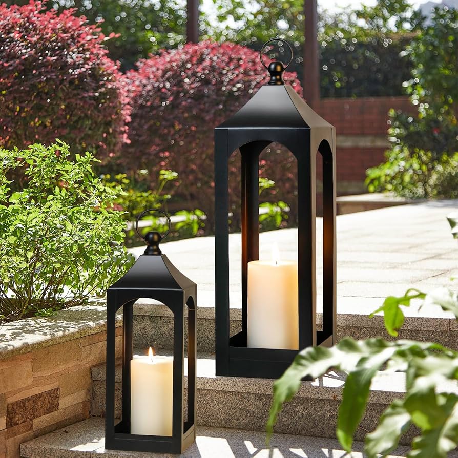 Amazon.com: Modern Farmhouse Lantern Decor, Black Metal Decorative