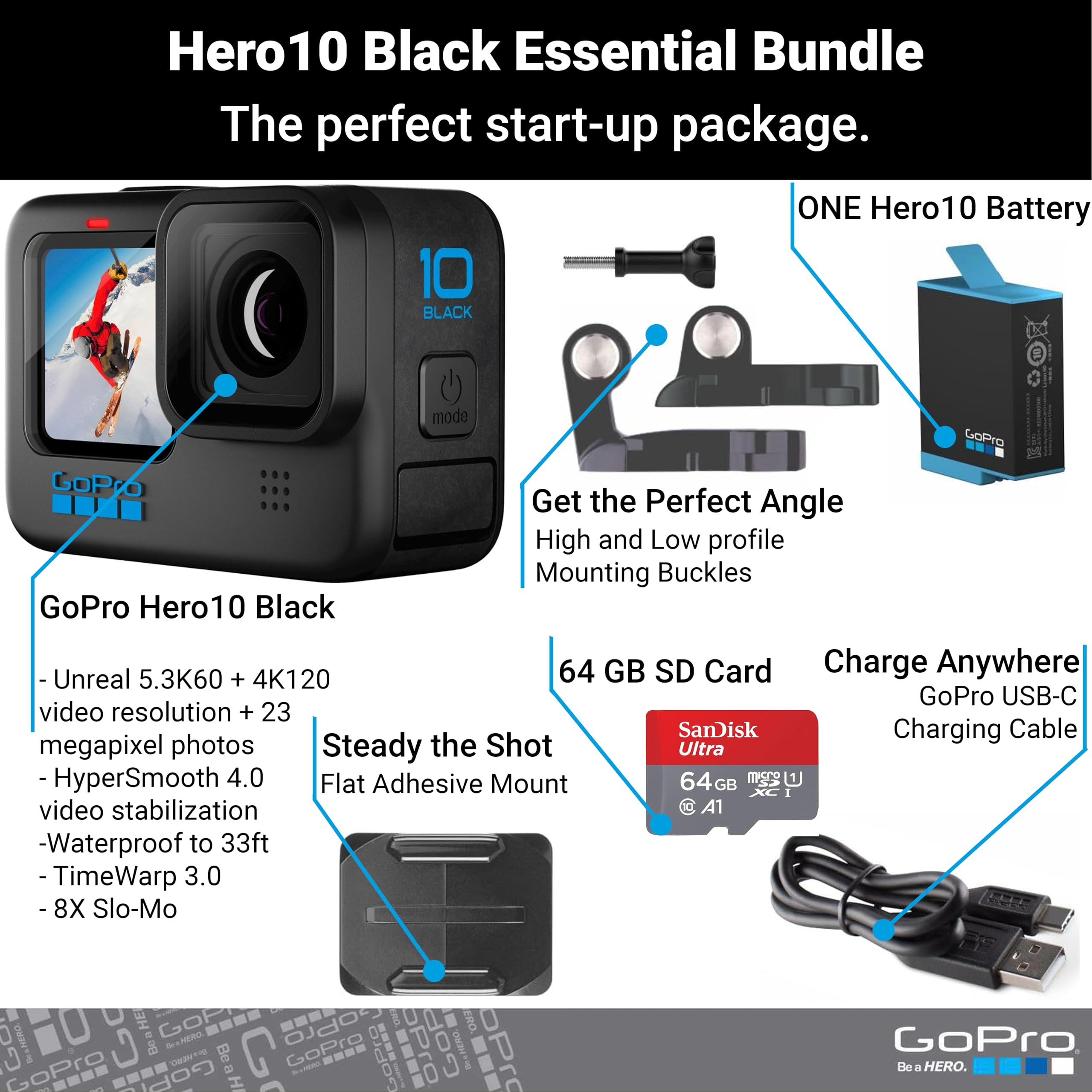 Amazon.com : GoPro Hero10 Black + 64GB SanDisk SD Card