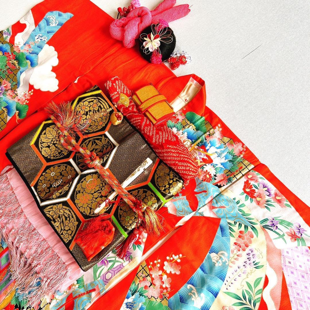 Amazon.co.jp: セット 七五三7歳女の子 着物＆帯＆長襦袢＆小物