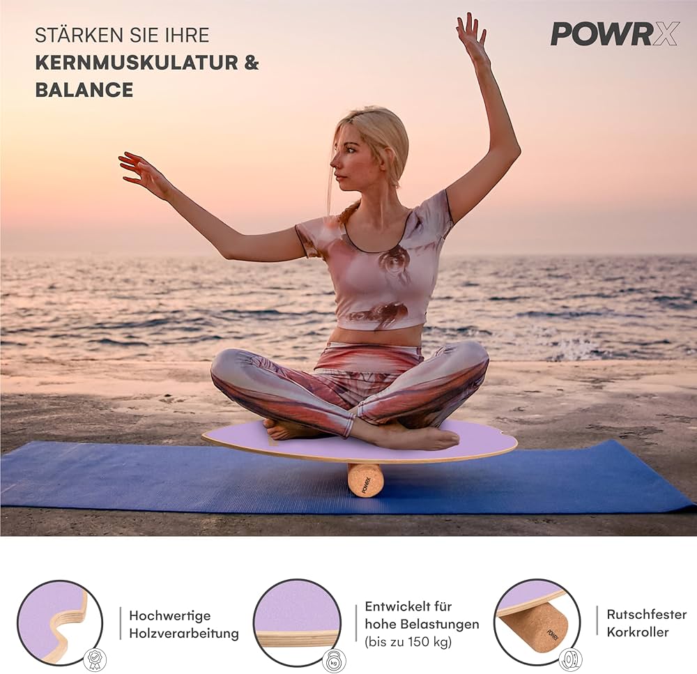 POWRX Surf Balance Board Ahşap Orkide Rulo Dahil | Sörf Tahtası